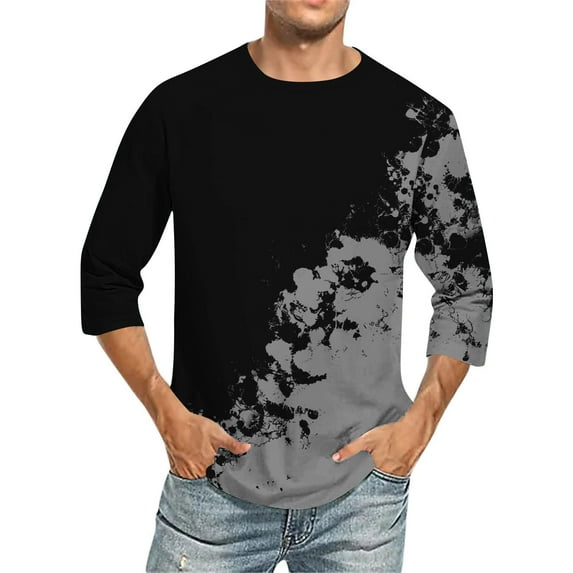 ZCFZJW Mens Fashion Cool T-Shirts Trendy Color Block Print Summer Half Sleeve Round Neck Graphic Tees Shirt Loose Regular Fit Soft Cotton Pullover Tops Gray XXXXXL