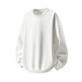 thumbnail image 1 of ZCFZJW Mens Fashion Crewneck Sweatshirts Casual Patchwork Long Sleeve Basic Solid Color Pullover Tops Loose Oversized Baggy Workout Shirts White XXXL, 1 of 6