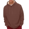 thumbnail image 1 of ZCFZJW Mens Fashion Fuzzy Warm Hoodies Trendy Winter Plush Thick Warm Long Sleeve Drawstring Sherpa Fleece Lined Hooded Pullover Sweatshirts Tops Brown L, 1 of 6