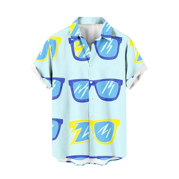 ZCFZJW Mens Fashion Hawaiian Button Down Shirts Regular Fit Casual Summer Short Sleeve Tropical Palm Tree Print T-Shirts Trendy Holiday Vacation Beach Tee Tops Multicolor#12 XL