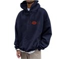 thumbnail image 1 of ZCFZJW Mens Fashion Hoodie Tops Trendy Rugball ECG Pattern Graphic Long Sleeve Drawstring Hooded Pullover Sweatshirts Lightweight Comfy Holiday T-Shirts with Pocket Navy XXXXL, 1 of 7
