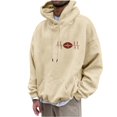 thumbnail image 1 of ZCFZJW Mens Fashion Hoodie Tops Trendy Rugball ECG Pattern Graphic Long Sleeve Drawstring Hooded Pullover Sweatshirts Lightweight Comfy Holiday T-Shirts with Pocket Beige L, 1 of 7