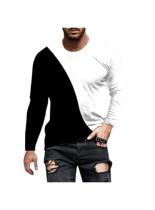 cllios Long Sleeve Shirts for Men 3D Optical Illusion Graphic Tee Casual  Crew Neck Tops Slim Fit Muscle T Shirts