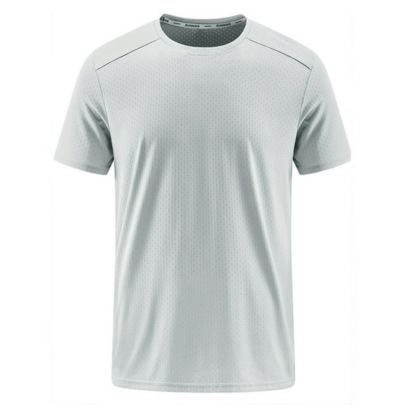 ZCFZJW Mens Fashion Summer Shirts Casual Solid Color Short Sleeve Round Neck Breathable Cool T-Shirt Tops Loose Lightweight Comfy Pullovers Gray XL