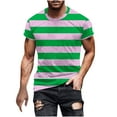 thumbnail image 1 of ZCFZJW Mens Fashion Summer T-Shirts Casual Striped Print Short Sleeve Round Neck Graphic Tees Shirt Tops Trendy Holiday Vacation Basic Workout Tshirts Mint Green XXL, 1 of 5