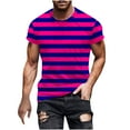 thumbnail image 1 of ZCFZJW Mens Fashion Summer T-Shirts Casual Striped Print Short Sleeve Round Neck Graphic Tees Shirt Tops Trendy Holiday Vacation Basic Workout Tshirts Hot Pink XXL, 1 of 5