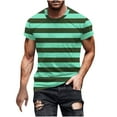 thumbnail image 1 of ZCFZJW Mens Fashion T-Shirts Casual Striped Print Summer Short Sleeve Round Neck Graphic Tees Shirt Tops Big and Tall Regular Fit Pullover Army Green L, 1 of 5