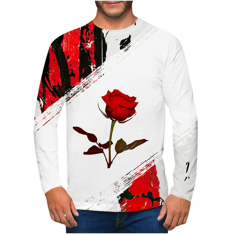 Men's Graphic Print Crew Neck Sweatshirt Red / L