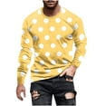 thumbnail image 1 of ZCFZJW Mens Fashion T-Shirts Polka Dot Print Fall Long Sleeve Crewneck Sweatshirts Loose Regular Fit Casual Graphic Athletic Tees Tops Yellow XXXL, 1 of 4