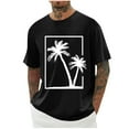 thumbnail image 1 of ZCFZJW Mens Fashion T-Shirts Tropical Palm Tree Print Summer Short Sleeve Regular Fit Basic Crewneck Beach Vacation Tees Tops Loose Soft Cotton Pullover Black L, 1 of 5