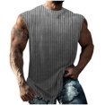 thumbnail image 1 of ZCFZJW Mens Fashion Tie Dye Striped Print Tank Tops Loose Regular Fit Casual Summer Sleeveless Round Neck Graphic Tees Vest Holiday Vacation Beach Shirts Dark Gray XXXL, 1 of 5