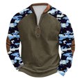 thumbnail image 1 of ZCFZJW Mens Fashon Splicing Sweatshirts Casual Long Sleeve Camo Patchwork Half Zip up Pullover Tops Lightweight Comfy Outwear Jacket Shirts XL, 1 of 3