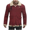 thumbnail image 1 of ZCFZJW Mens Faux Leather Jacket - Winter Plush Thick Warm Sherpa Fleece Lined Heavy Coat Casual Long Sleeve Full Zip up Bomber Jacket with Shearling Lining Wine XL, 1 of 5