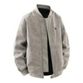 thumbnail image 1 of ZCFZJW Mens Faux PU Leather Bomber Jacket Lightweight Casual Full Zip up Coat Windbreak Zip Up Flight Outerwear with Pockets for Spring Fall Khaki XXXL, 1 of 9