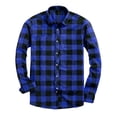 thumbnail image 1 of ZCFZJW Mens Flanned Buffalo Plaid Button Down Shirts Regular Fit 4-Way Stretch Wrinkle Free Long Sleeve Business Dress Shirt Casual Shacket Jacket Tops with Pockets Blue L, 1 of 4