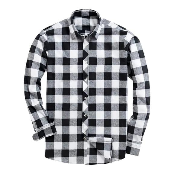 ZCFZJW Mens Flanned Buffalo Plaid Button Down Shirts Regular Fit 4-Way Stretch Wrinkle Free Long Sleeve Business Dress Shirt Casual Shacket Jacket Tops with Pockets White XL