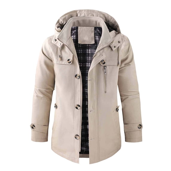 ZCFZJW Mens Flannel Lined Shirt Jacket Lightweight Full Zip up Long Sleeve Plaid Patchwork Button Western Jacket Rugged Outdoor Cowboy Shirts Jackets with Pockets Beige XXL