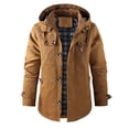 thumbnail image 1 of ZCFZJW Mens Flannel Lined Shirt Jacket Lightweight Full Zip up Long Sleeve Plaid Patchwork Button Western Jacket Rugged Outdoor Cowboy Shirts Jackets with Pockets Brown XXXXL, 1 of 10