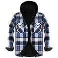 thumbnail image 1 of ZCFZJW Mens Flannel Plaid Coral Fleece Lined Hooded Shirt Jacket Fall Winter Thick Warm Casual Long Sleeve Button Down Hoodie Outwear Shacket Tops with Pockets Blue XXXL, 1 of 4