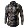 thumbnail image 1 of ZCFZJW Mens Flannel Shirt Long Sleeve Lightweight Plaid Shirt Casual Button Down Shirts Jacket with Double Chest Pockets Brown XXXXL, 1 of 6