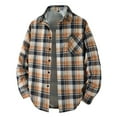 thumbnail image 1 of ZCFZJW Mens Flannel Shirts Long Sleeve Button Down Shirt with Pocket Regular Fit Casual Shirts Work Collared T-Shirts Tops for Men Khaki XXXXXXXL, 1 of 8