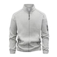 thumbnail image 1 of ZCFZJW Mens Fleece Jacket Full Zip Up Lightweight Sweater Jackets Casual Fall Winter Long Sleeve Thick Warm Stand Collar Outwear Tops with Pockets for Home Office Hiking Gray M, 1 of 4