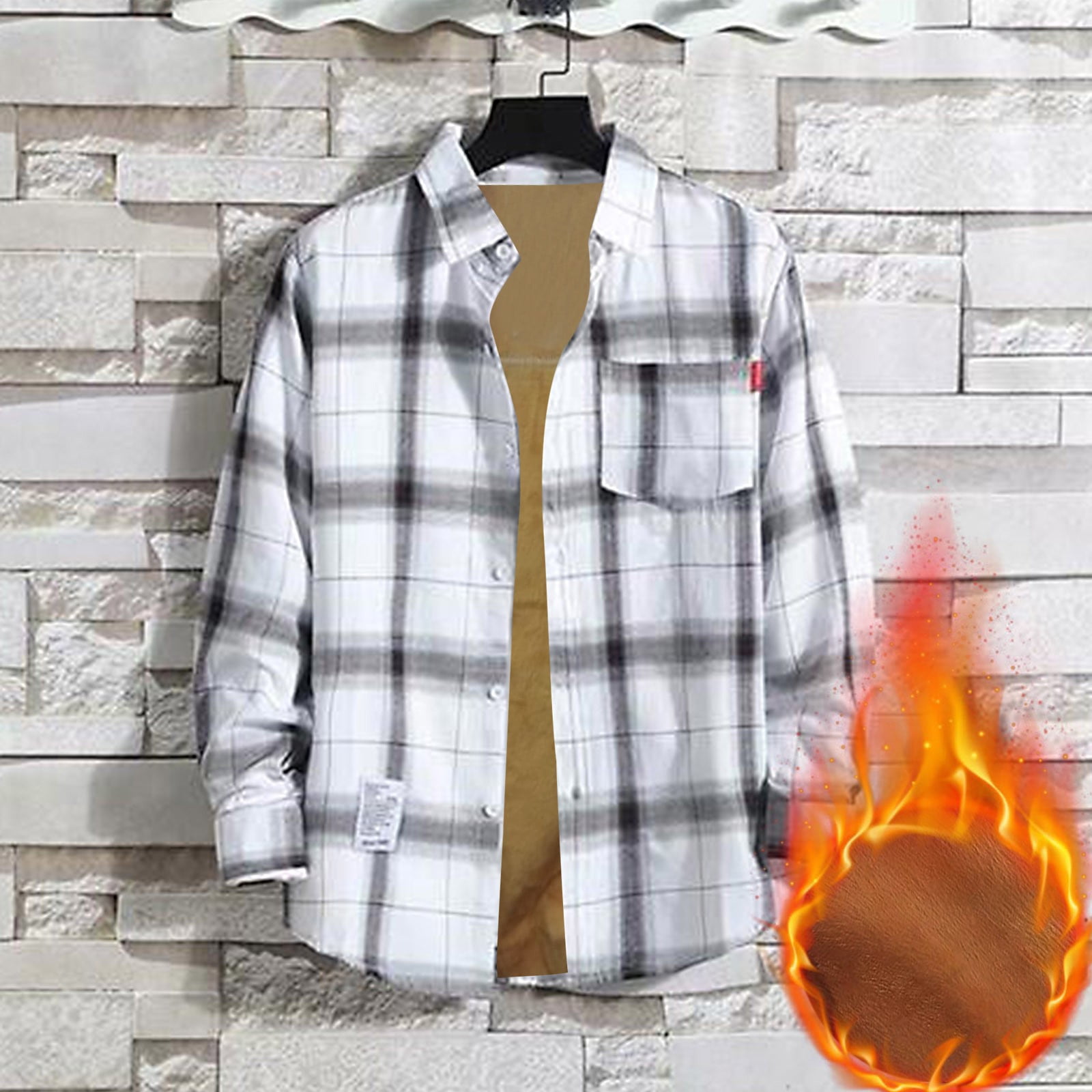 Men'S Winter Windproof Casual Coat - Plaid Sherpa Lined Flannel Outdoor Jacket