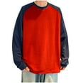 thumbnail image 1 of ZCFZJW Mens Fleece Sweatshirts Casual Raglan Long Sleeve Crewneck Basic Workout Pullover Tops Loose Regular Fit Cotton Color Blocked Versatile Velvet Outerwear Shirts Wine M, 1 of 2