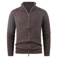 thumbnail image 1 of ZCFZJW Mens Full Zip Cardigan Sweater Lightweight Casual Long Sleeve Basic Slim Fit Knit Sweaters Stand Collar Fall Winter Ribbed Cardigan Coffee M, 1 of 8