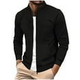 thumbnail image 1 of ZCFZJW Mens Full Zip Cardigan Sweater Lightweight Thin Casual Mock Neck Long Sleeve Jackets Ribbed Knit Winter Chunky Sweaters Tops with Pockets Black XXL, 1 of 10