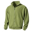 thumbnail image 1 of ZCFZJW Mens Full Zip up Jackets Casual Long Sleeve Solid Color Lightweight Outwear Coat Tops Loose Regular Fit Comfy Work Baggy Shirts Green S, 1 of 7