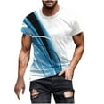 thumbnail image 1 of ZCFZJW Mens Funny Cool T-Shirts Casual 3D Striped Color Contrast Print Novelty Short Sleeve Round Neck Pullover Tops Loose Fit Soft Cotton Basic Workout Tees Shirt Blue XXXXXL, 1 of 5