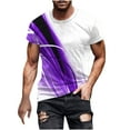 thumbnail image 1 of ZCFZJW Mens Funny Cool T-Shirts Casual 3D Striped Color Contrast Print Novelty Short Sleeve Round Neck Pullover Tops Loose Fit Soft Cotton Basic Workout Tees Shirt Purple XL, 1 of 5