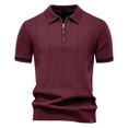 thumbnail image 1 of ZCFZJW Mens Golf Polo Shirts Lightweight Casual Summer Short Sleeve Quarter Zip Knit Polos Slim Fit Textured Stretchy Polo Shirt for Men Wine XL, 1 of 2