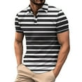 thumbnail image 1 of ZCFZJW Mens Golf Shirt Moisture Wicking Performance Sport Short Sleeve Striped Lightweight Casual Button up Polo Shirts for Men Gray S, 1 of 4