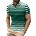 thumbnail image 1 of ZCFZJW Mens Golf Shirt Moisture Wicking Performance Sport Short Sleeve Striped Lightweight Casual Button up Polo Shirts for Men Green S, 1 of 4
