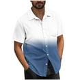 thumbnail image 1 of ZCFZJW Mens Gradient Cotton Shirts Regular Fit Short Sleeve Button Down Shirt Hawaiian Summer Beach Casual Collared T Shirts for Men Dark Blue XXXXXL, 1 of 6