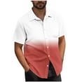 thumbnail image 1 of ZCFZJW Mens Gradient Cotton Shirts Regular Fit Short Sleeve Button Down Shirt Hawaiian Summer Beach Casual Collared T Shirts for Men Red XXXL, 1 of 6