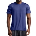 thumbnail image 1 of ZCFZJW Mens Gym T-Shirts Casual Summer Short Sleeve Solid Color Crew Neck Basic Workout Tees Tops Trendy Moisture-Wicking Tshirt Navy XXXL, 1 of 6