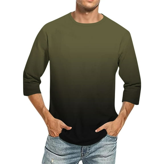ZCFZJW Mens Half Sleeve T-Shirts Casual Tie Dye Gradient Print Summer Crew Neck Basic Workout Tees Shirt Big and Tall Regular Fit Comfy Pullover Tops Army Green XXL