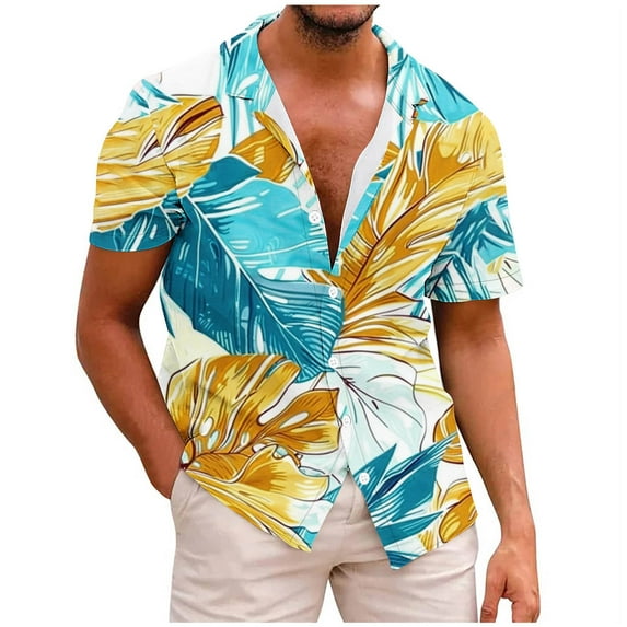 ZCFZJW Mens Hawaiian Floral Shirts Big and Tall Regular Fit Casual Summer Tropical Button Down Shirt Trendy Holiday Vacation Beach Tees Tops Multicolor#02 XL