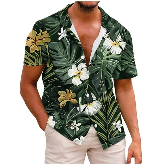 ZCFZJW Mens Hawaiian Floral Shirts Big and Tall Regular Fit Casual Summer Tropical Button Down Shirt Trendy Holiday Vacation Beach Tees Tops Multicolor#06 XL