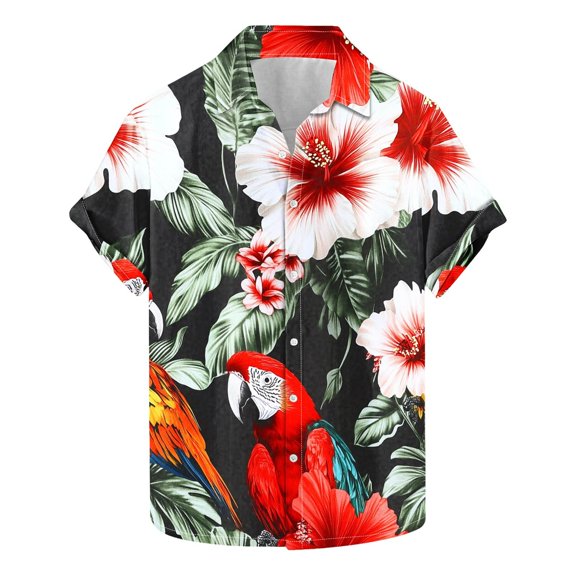 ZCFZJW Mens Hawaiian Floral Shirts Casual Summer Short Sleeve Button Down Tropical Graphic T-Shirts Trendy Holiday Beach Vacation Tees Shirt Tops Multicolor#11 XXXXL