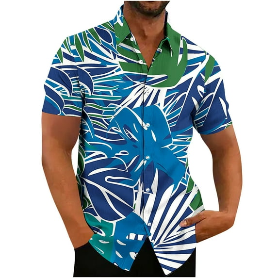 ZCFZJW Mens Hawaiian Floral Shirts Tropical Button Down Shirt Summer Beach Shirt Big and Tall Regular Fit Casual Short Sleeve Graphic Tees Tops Multicolor#05 XXL