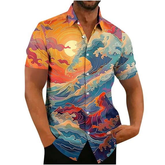 ZCFZJW Mens Hawaiian Floral Shirts Tropical Button Down Shirt Summer Beach Shirt Big and Tall Regular Fit Casual Short Sleeve Graphic Tees Tops Multicolor#10 XXL