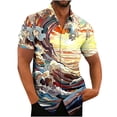 thumbnail image 1 of ZCFZJW Mens Hawaiian Shirt Short Sleeve Button Down Shirt Tropical Floral Pattern Print Summer Big and Tall Graphic Tees Trendy Holiday Beach Shirt Tops Multicolor#03 XXXL, 1 of 3