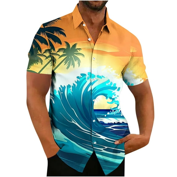 ZCFZJW Mens Hawaiian Shirt Short Sleeve Button Down Shirt Tropical Floral Pattern Print Summer Big and Tall Graphic Tees Trendy Holiday Beach Shirt Tops Multicolor#02 M