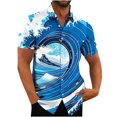 thumbnail image 1 of ZCFZJW Mens Hawaiian Shirt Short Sleeve Button Down Shirt Tropical Floral Pattern Print Summer Big and Tall Graphic Tees Trendy Holiday Beach Shirt Tops Multicolor#13 L, 1 of 3