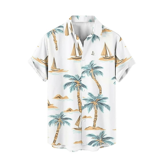 ZCFZJW Mens Hawaiian Shirts Big and Tall Regular Fit Casual Summer Short Sleeve Casual Button Down Tropical Beach Vacation Tees Shirt Tops Multicolor#09 XXXXL