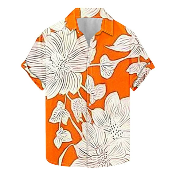 ZCFZJW Mens Hawaiian Shirts Big and Tall Regular Fit Summer Short Sleeve Casual Button Down Tropical Beach Shirt Trendy Holiday Vacation Tees Tops Multicolor#14 M